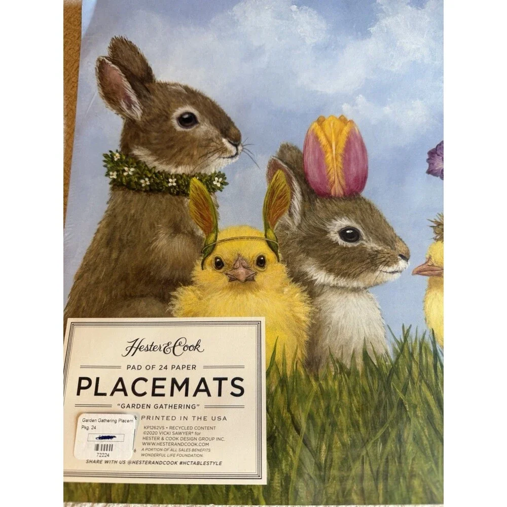 Hester & Cook Pad 24 Paper Placemats Festive Garden Gathering Easter Duck Bunn